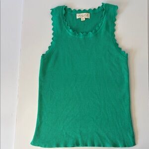 Marled Green Scalloped Tank Top